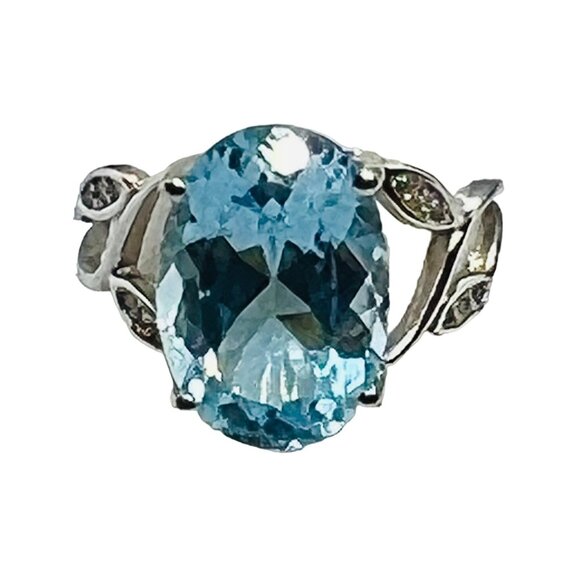 Genuine blue topaz ring,  .925 sterling silver, size 7 - Picture 2 of 7
